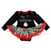 Christmas Black Long Sleeve Bodysuit Leopard Red Pettiskirt & Sparkle Rhinestone My 1st Christmas Santa Claus Print JS4876